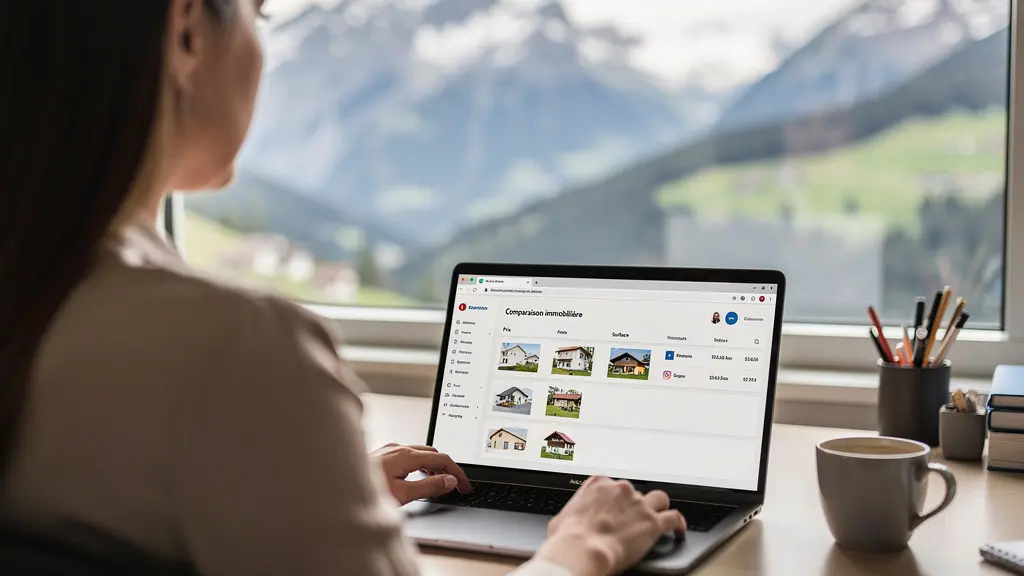 Professionista consulta dati comparativi agenzie immobiliari Roma su laptop