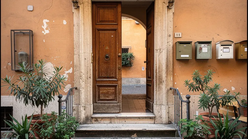 Portone storico palazzo romano quartiere residenziale Prati per investimento immobiliare